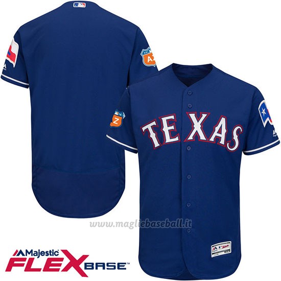 Maglia Baseball Uomo Texas Rangers Blank Blu Flex Base Autentico Collezione Allenamento Primaverile